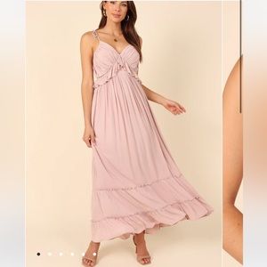 Petal & Pup Davy Ruffle Detail Maxi Dress in Mauve